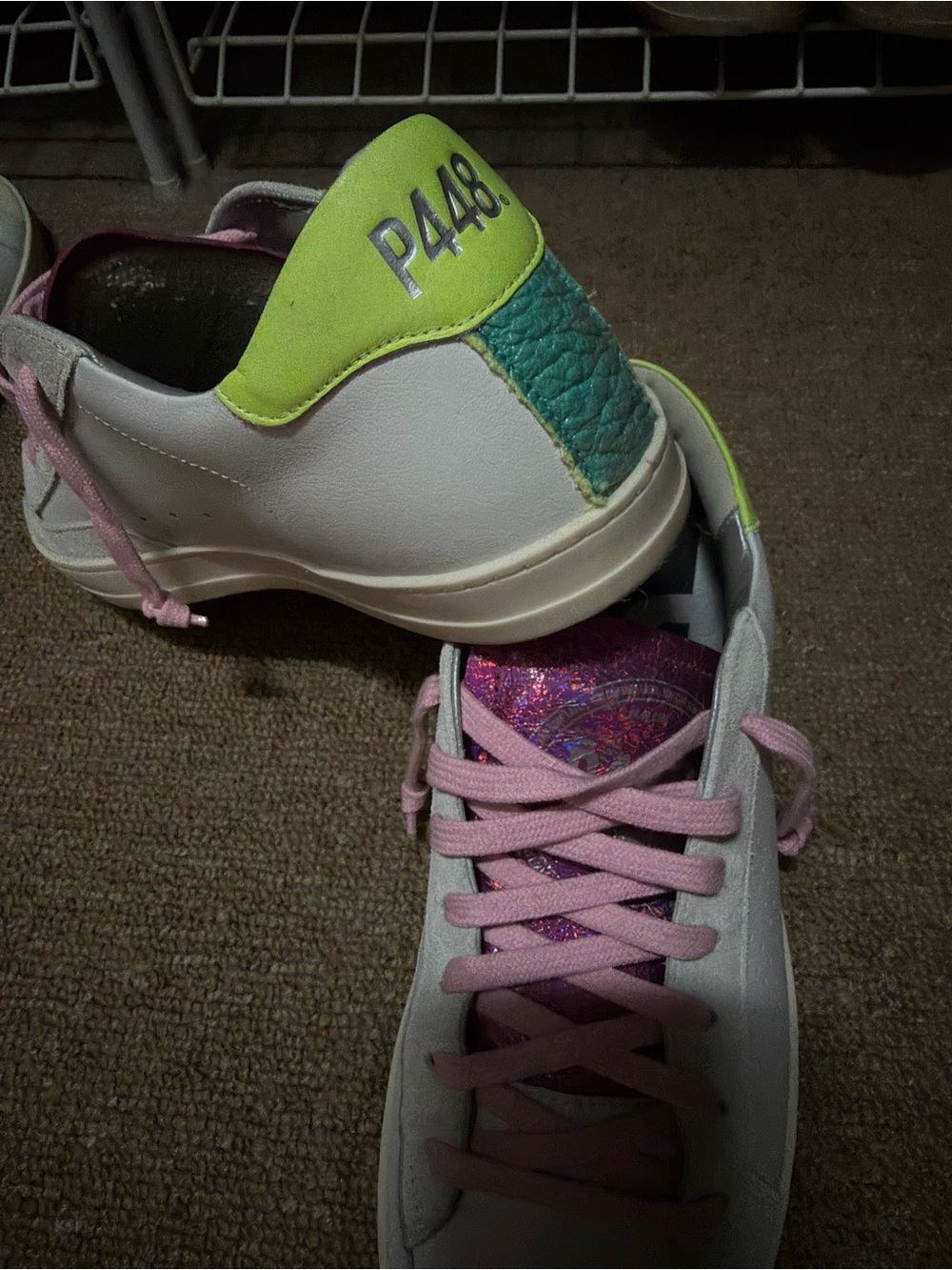 P448 White Sneaker with Neon Yellow & Pink Accents